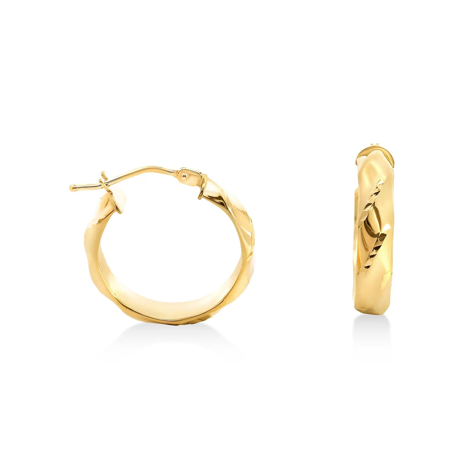 9ct Yellow Gold Diamond Cut Hoops