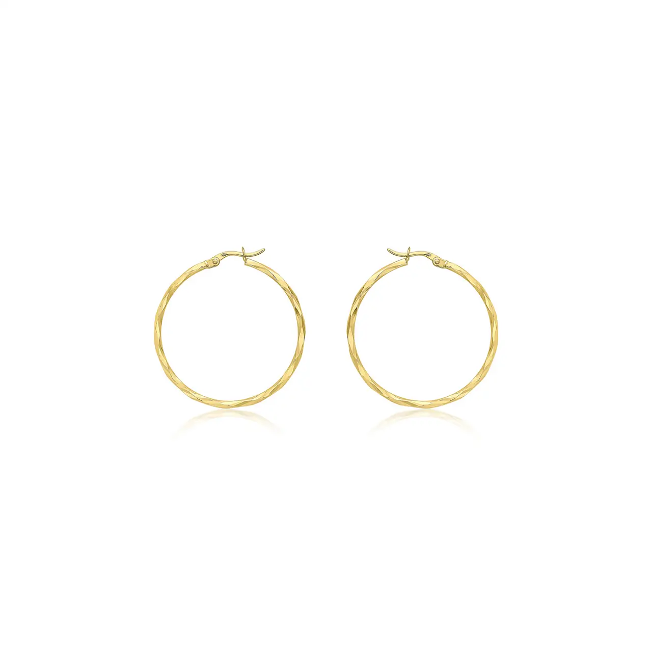 9ct Yellow Gold Diamond Cut Hoops