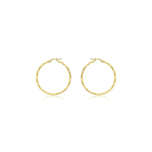 9ct Yellow Gold Diamond Cut Hoops