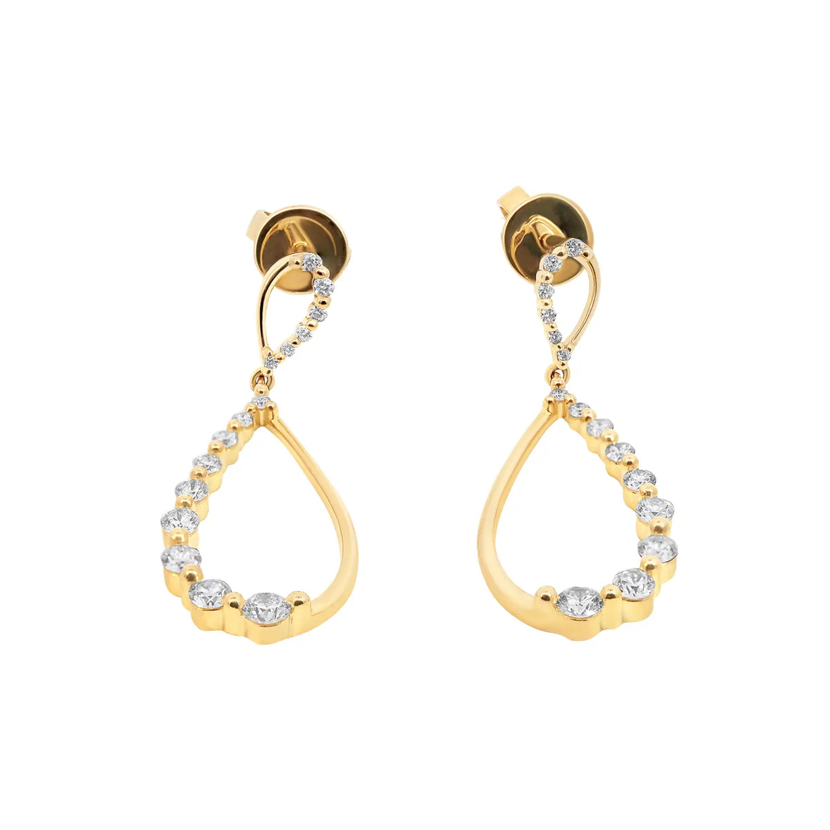 9ct Yellow Gold Diamond Graduating Teardrop Earrings