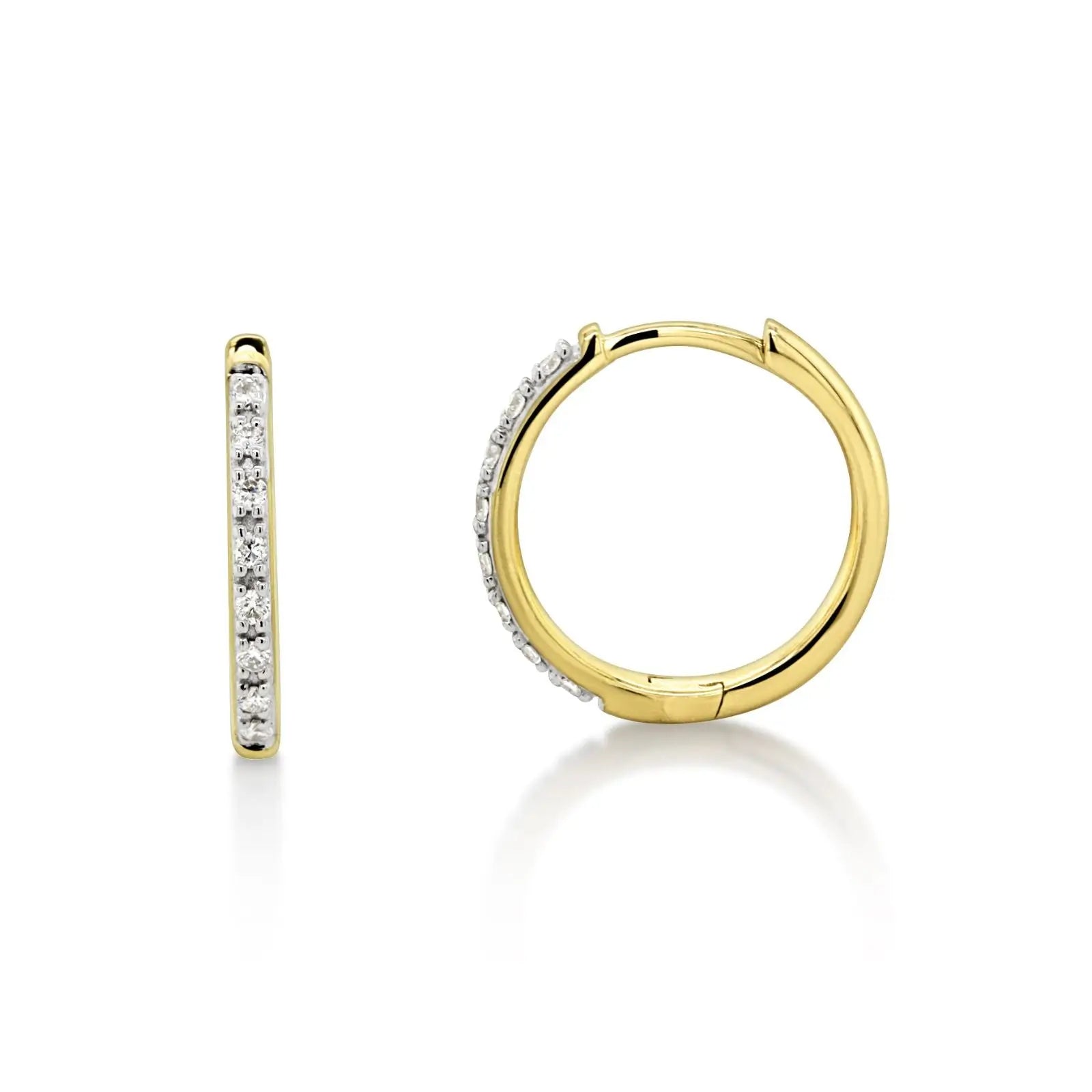 9ct Yellow Gold Diamond Huggies