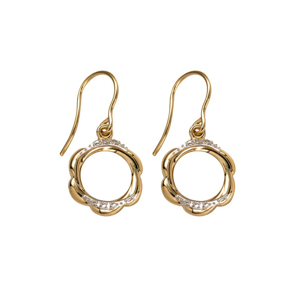 9ct Yellow Gold Diamond Set Fancy Drop Earrings