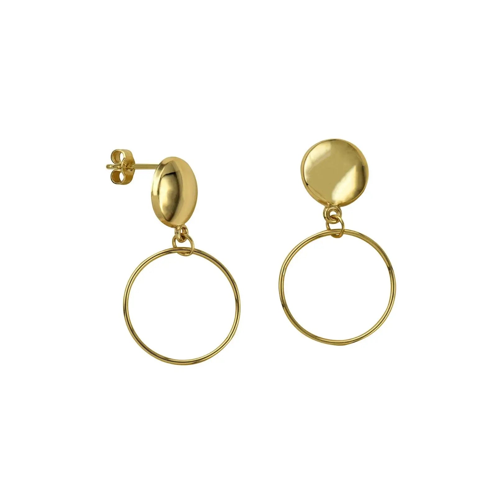 9ct Yellow Gold Disc & Open Circle Earrings