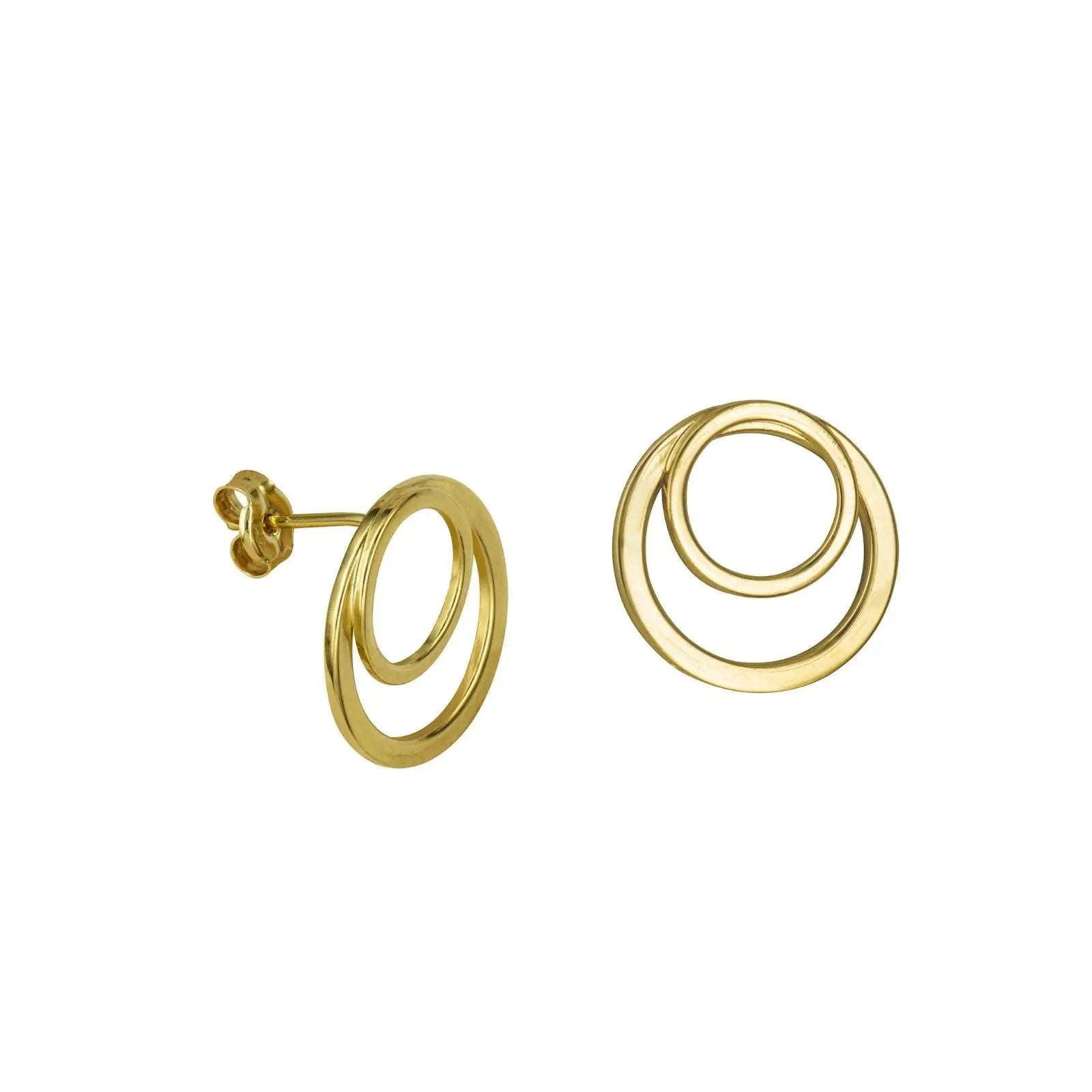 9ct Yellow Gold Double Circle Stud Earrings