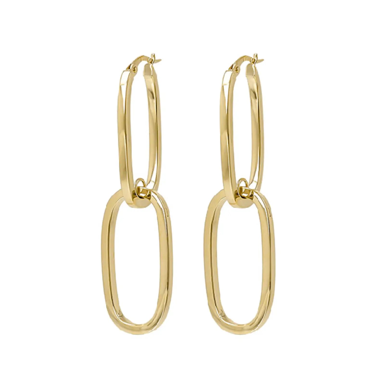 9ct Yellow Gold Double Loop Drop Earrings