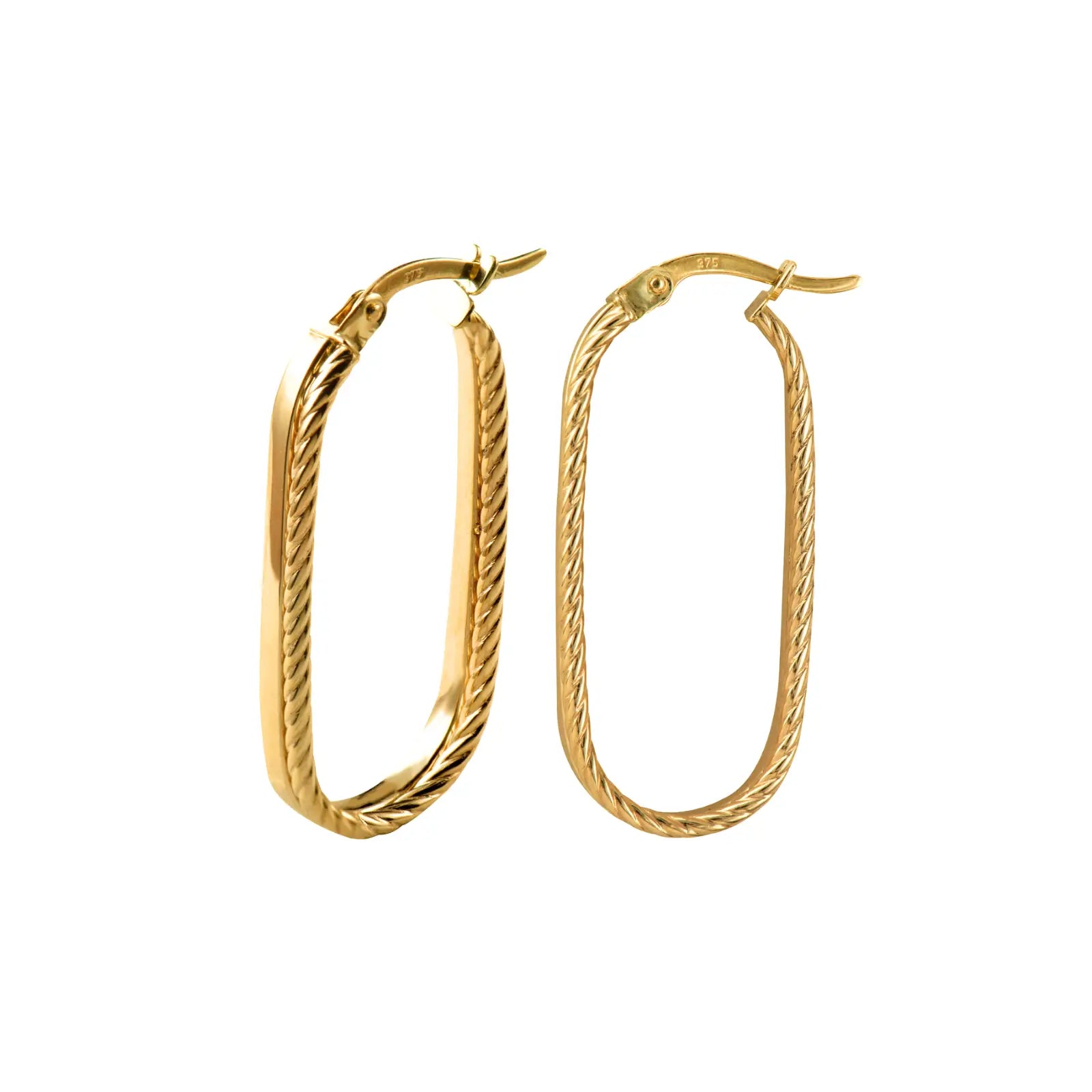 9ct Yellow Gold Double Oval Hoop Earrings