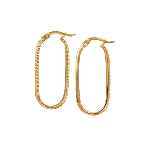 9ct Yellow Gold Double Oval Hoop Earrings - alternate view
