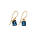9ct Yellow Gold Emerald Cut London Blue Drop Earrings