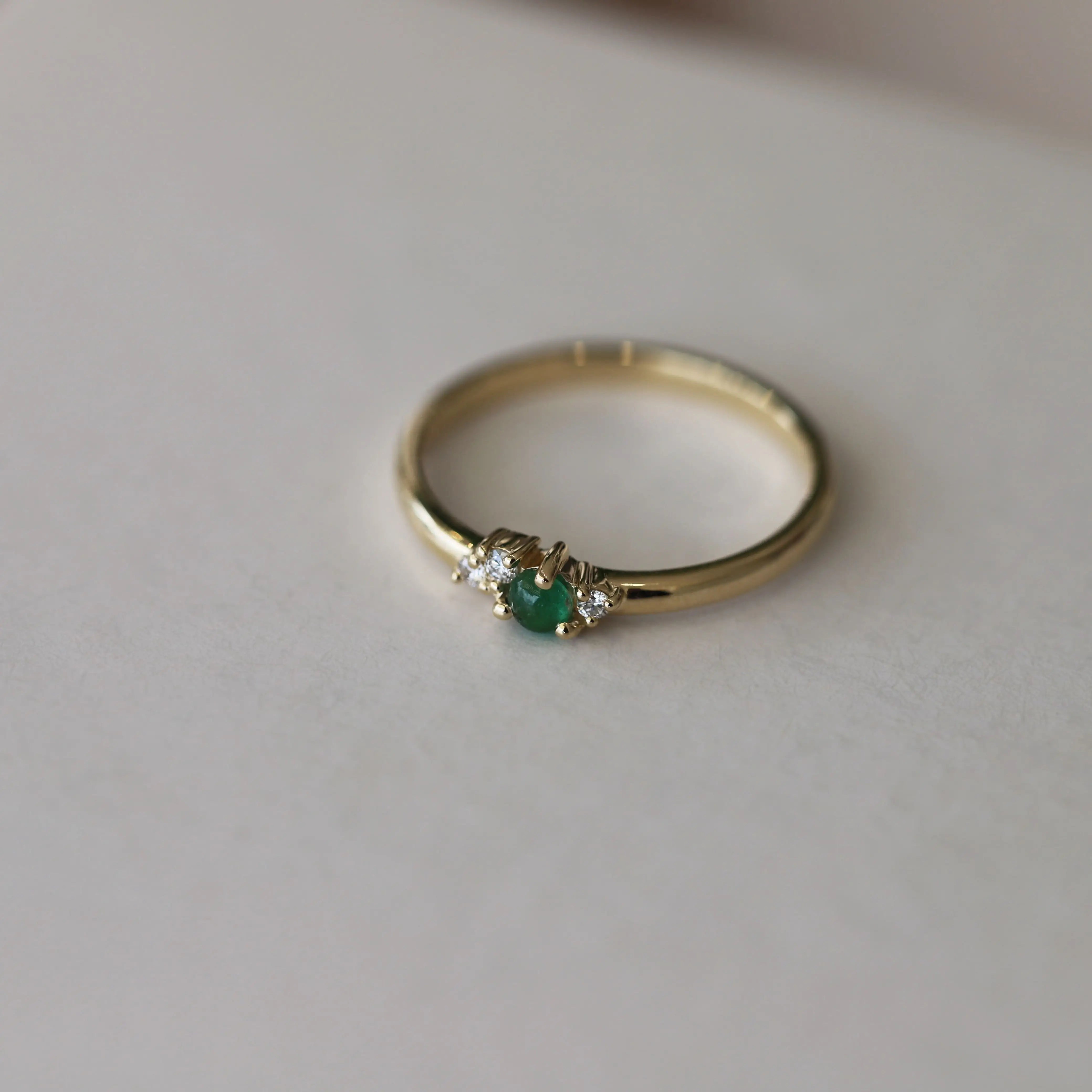 9ct Yellow Gold Emerald & Lab Grown Diamond Dress Ring