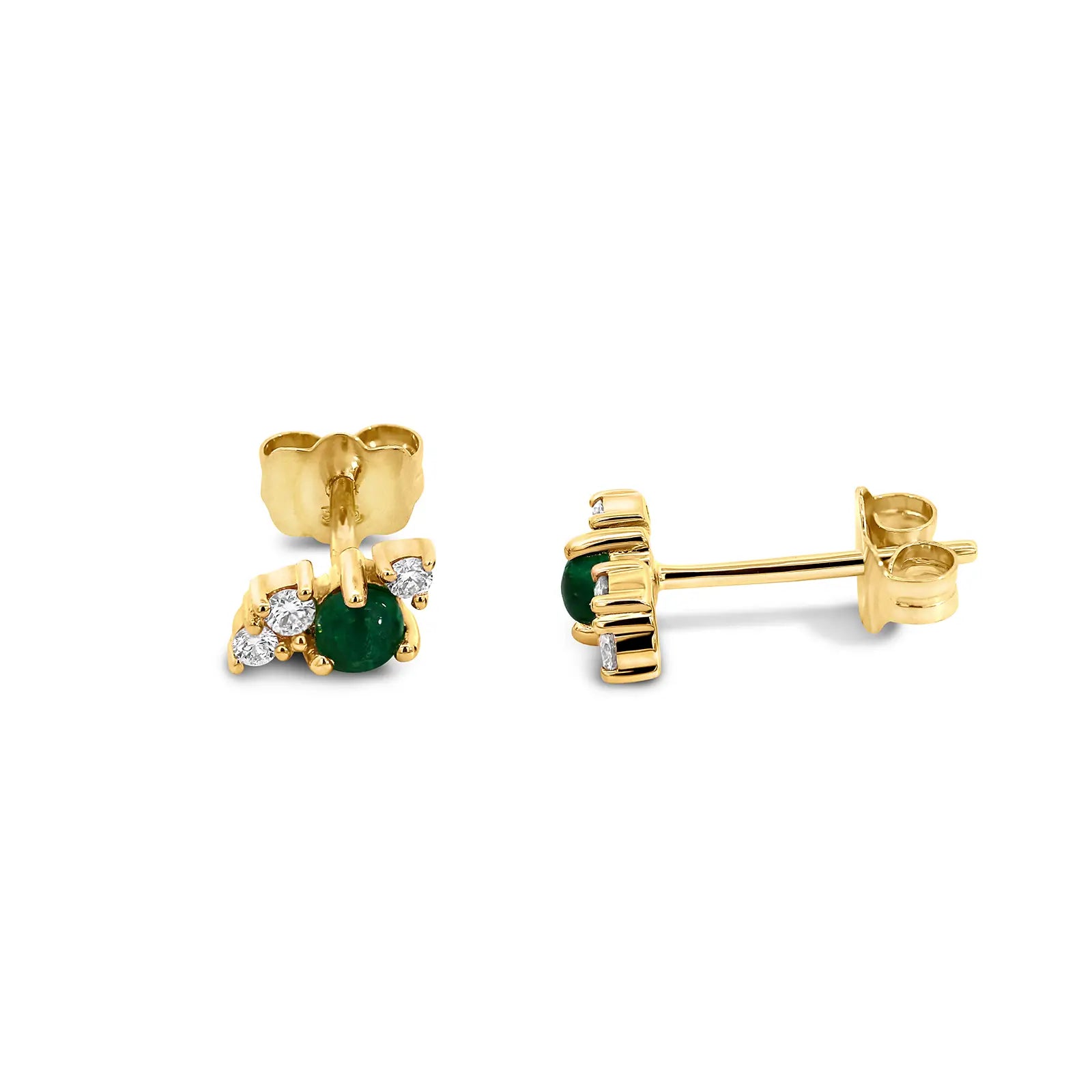 9ct Yellow Gold Emerald & Lab Grown Diamond Earrings