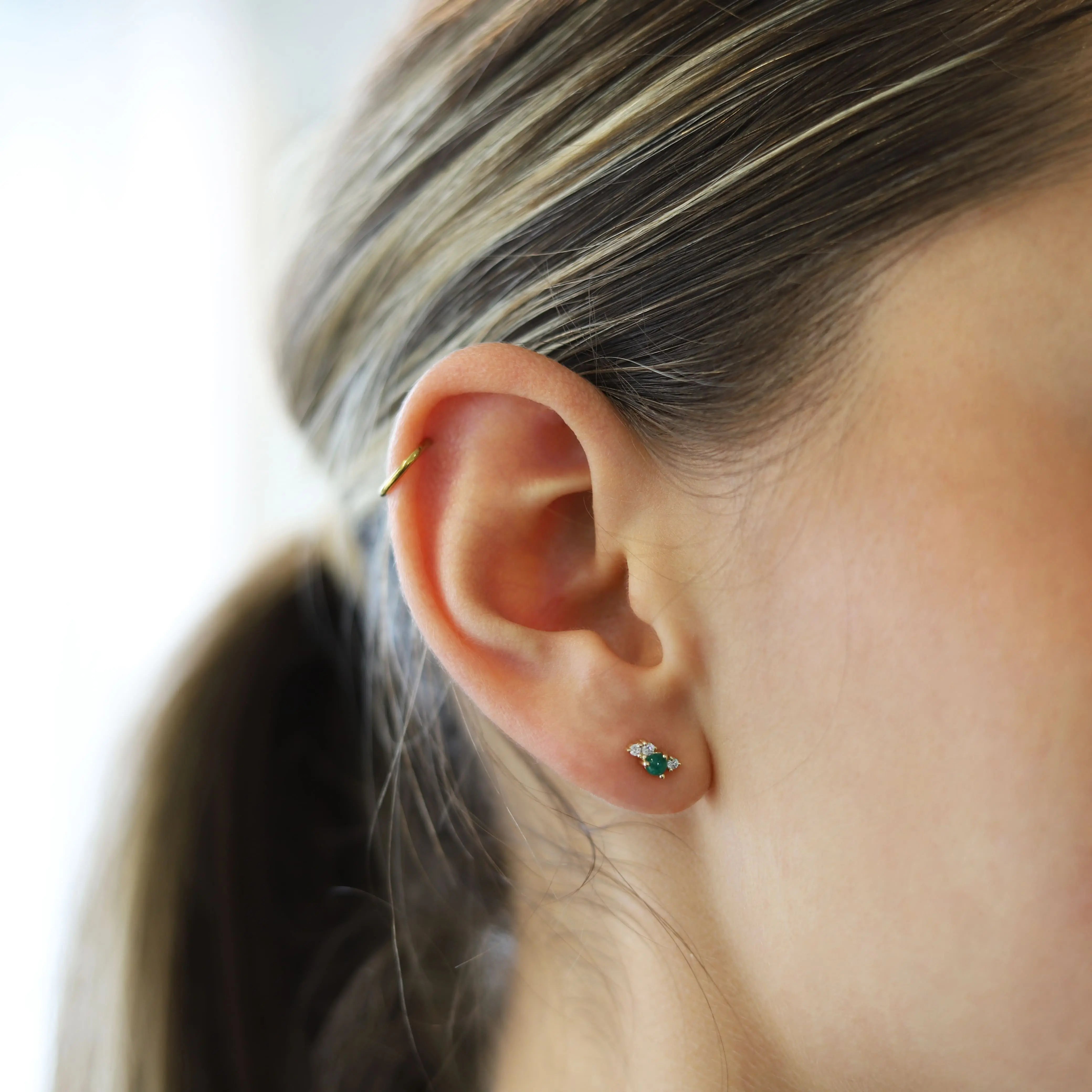 9ct Yellow Gold Emerald & Lab Grown Diamond Earrings