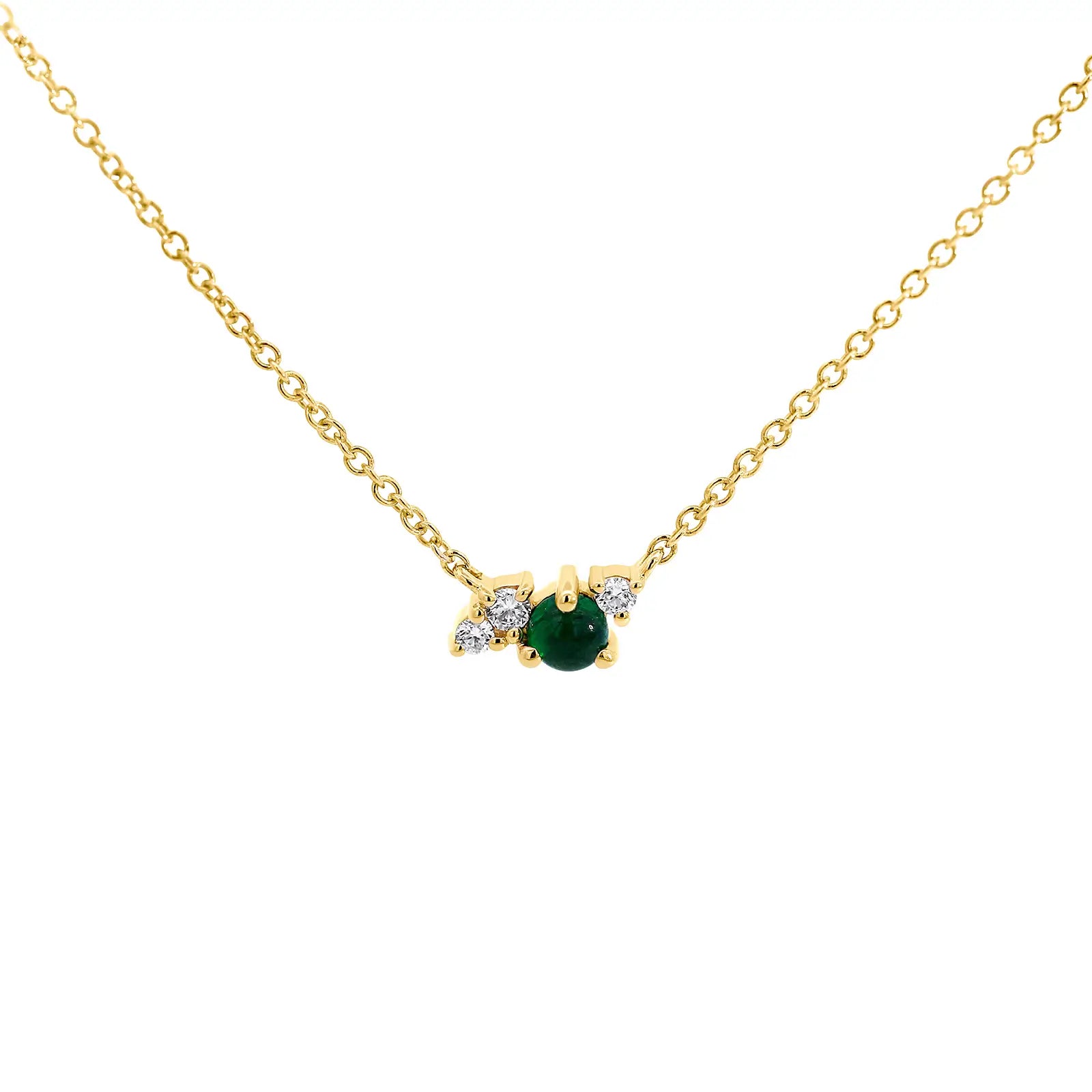 9ct Yellow Gold Emerald & Lab Grown Diamond Necklace