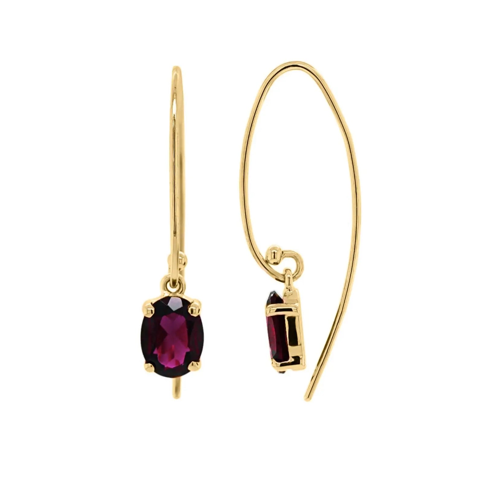 9ct Yellow Gold Garnet Drop Earrings