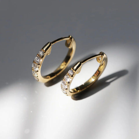 9ct Yellow Gold Graduating Diamond Huggies - alternate view
