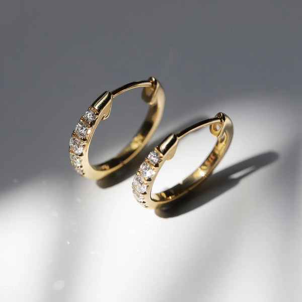 9ct Yellow Gold Graduating Diamond Huggies - alternate view