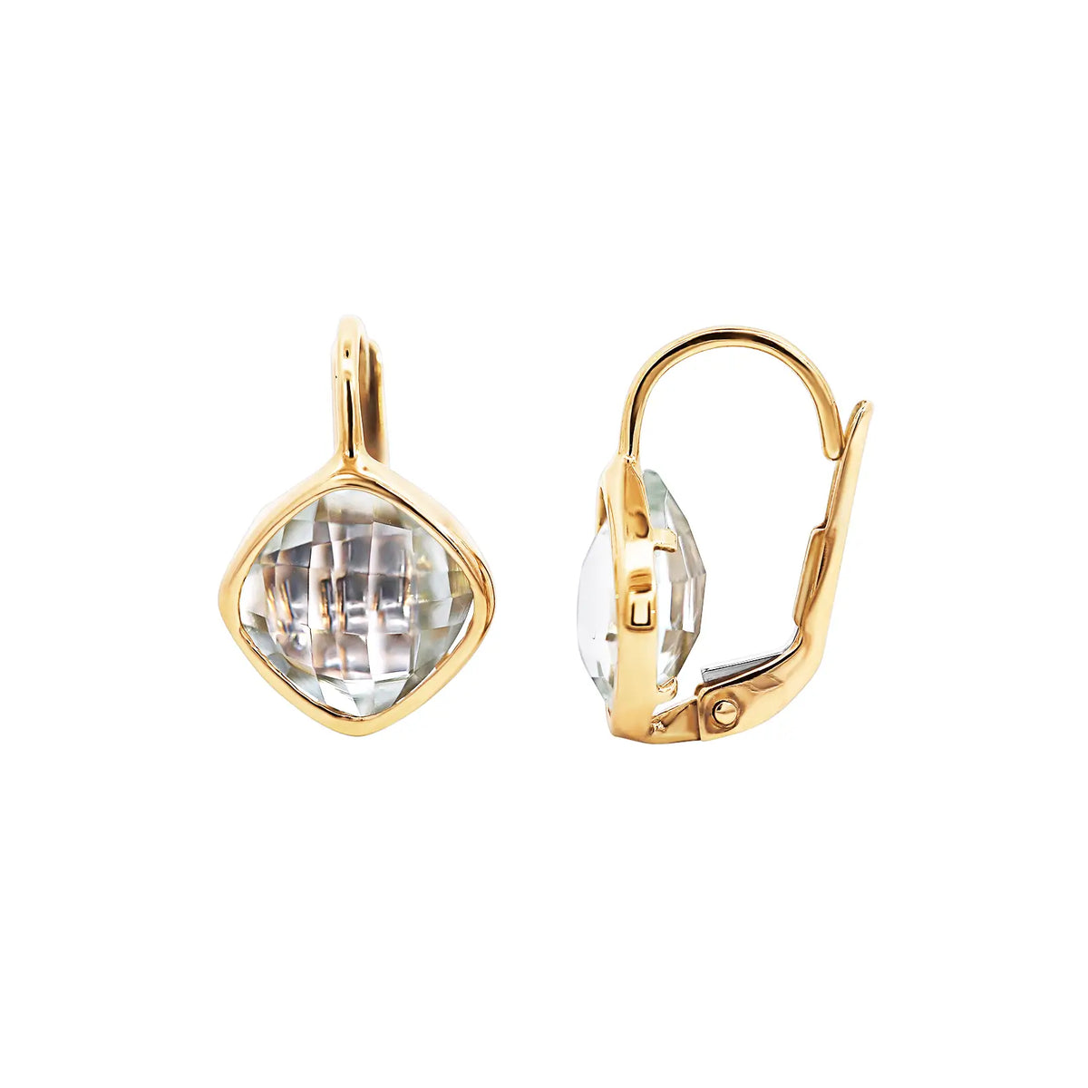 9ct Yellow Gold Green Amethyst Drop Earrings