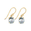 9ct Yellow Gold Green Amethyst Oval Drop Earrings