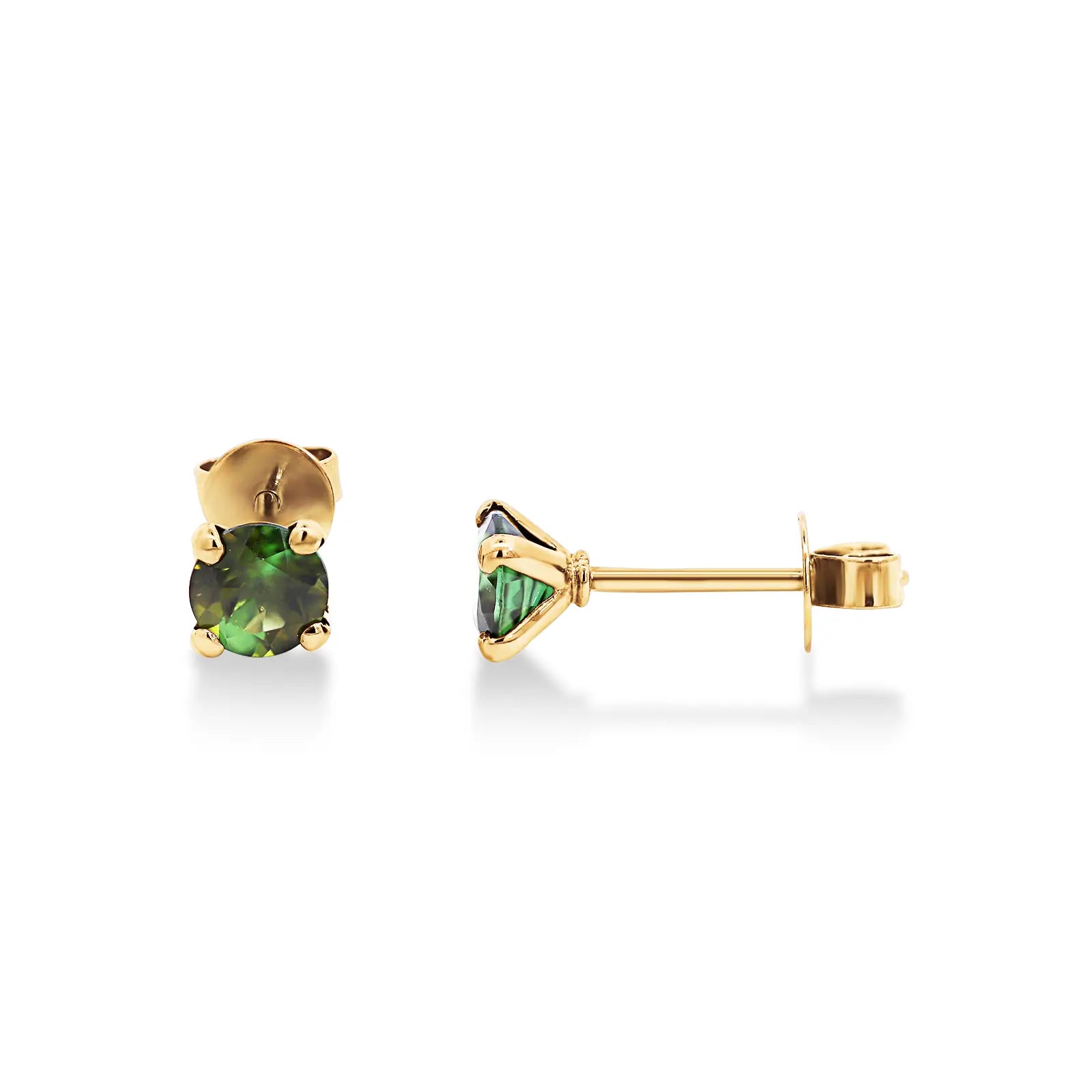 9ct Yellow Gold Green Tourmaline Stud Earrings