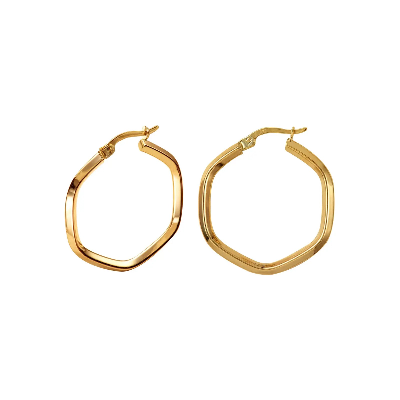 9ct Yellow Gold Hexagon Hoop Earrings