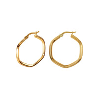 9ct Yellow Gold Hexagon Hoop Earrings
