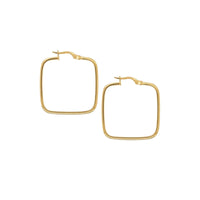 9ct Yellow Gold Italian Square Hoop Earrings