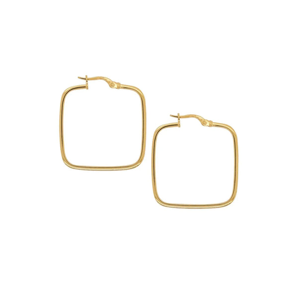 9ct Yellow Gold Italian Square Hoop Earrings