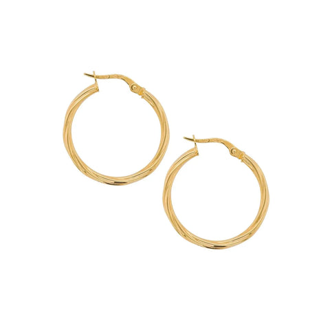 9ct Yellow Gold Italian Twist Hoop Earrings