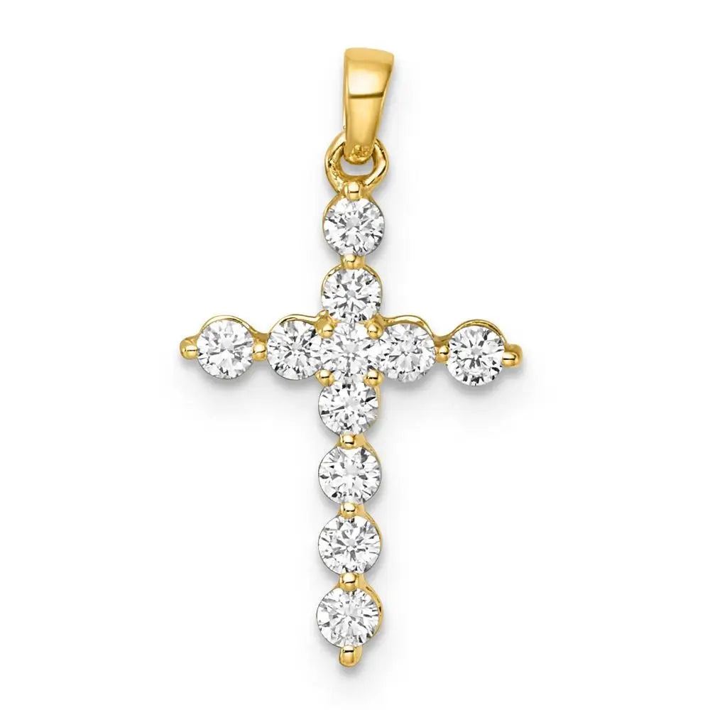 9ct Yellow Gold Lab Grown Diamond Cross Pendant