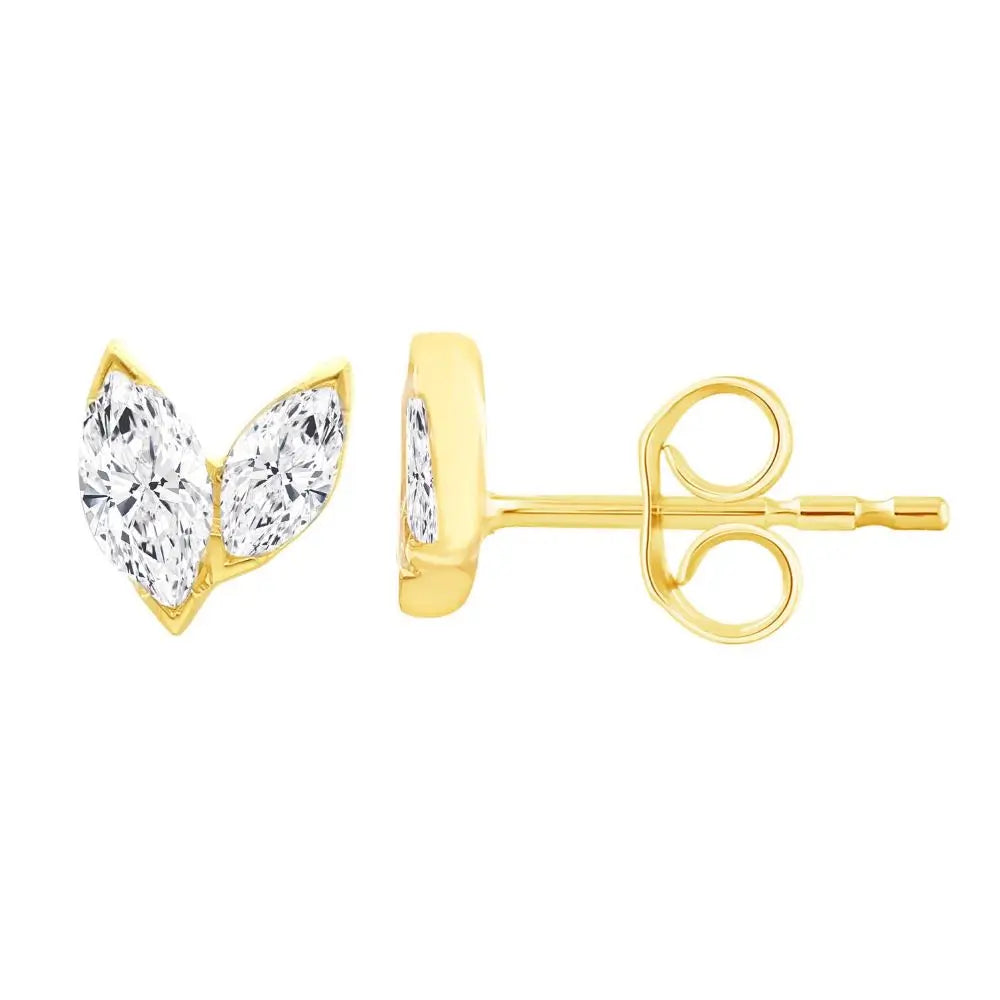 9ct Yellow Gold Lab Grown Diamond Double Marquise Stud Earring