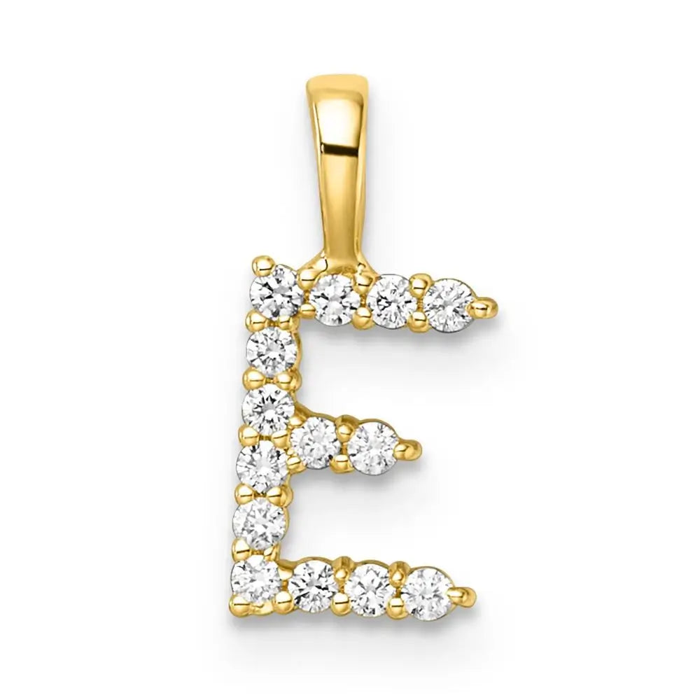 9ct Yellow Gold Lab Grown Diamond Letter E Pendant