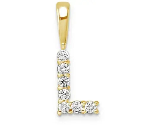 9ct Yellow Gold Lab Grown Diamond Letter 'L' Pendant