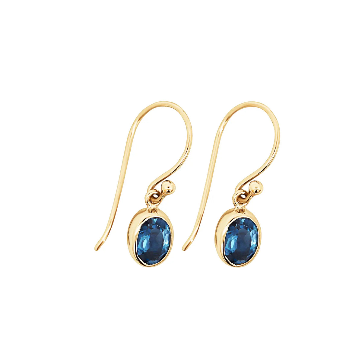 9ct Yellow Gold London Blue Topaz Drop Earrings
