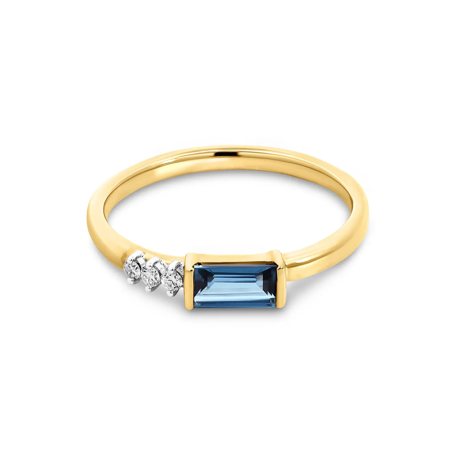 9ct Yellow Gold London Blue Topaz & Lab Grown Diamond Ring