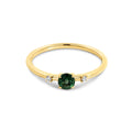 9ct Yellow Gold Mint Tourmaline & Lab Grown Diamond Ring