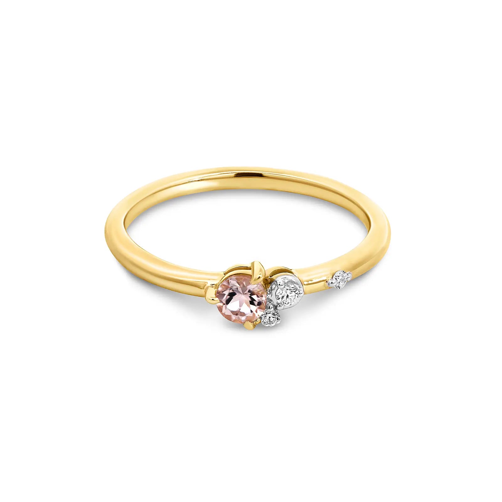 9ct Yellow Gold Morganite & Lab Grown Diamond Dress Ring