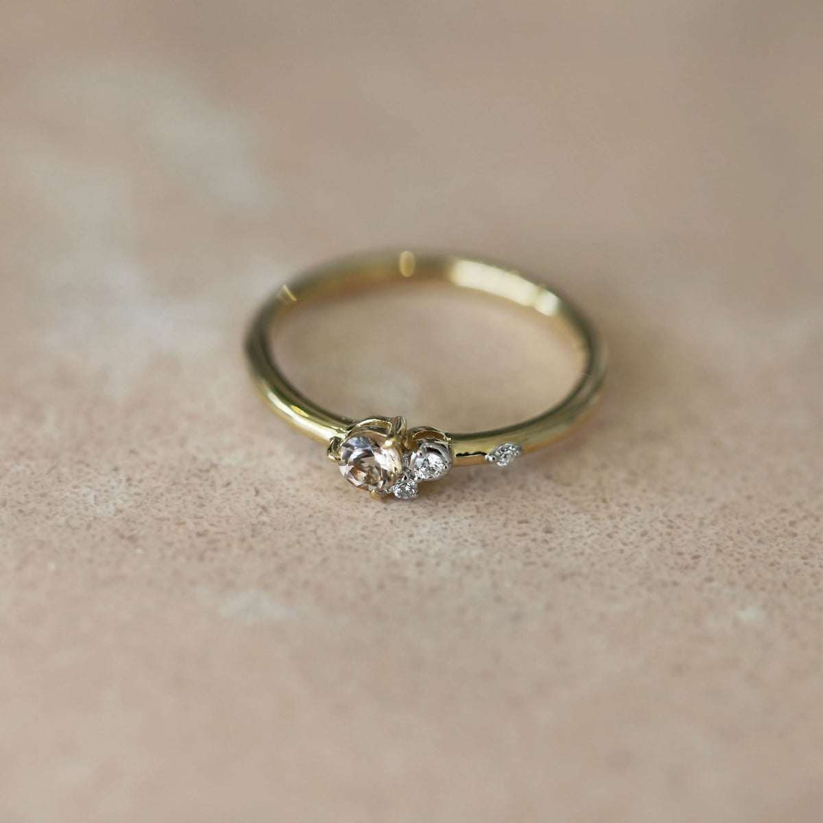 9ct Yellow Gold Morganite & Lab Grown Diamond Dress Ring