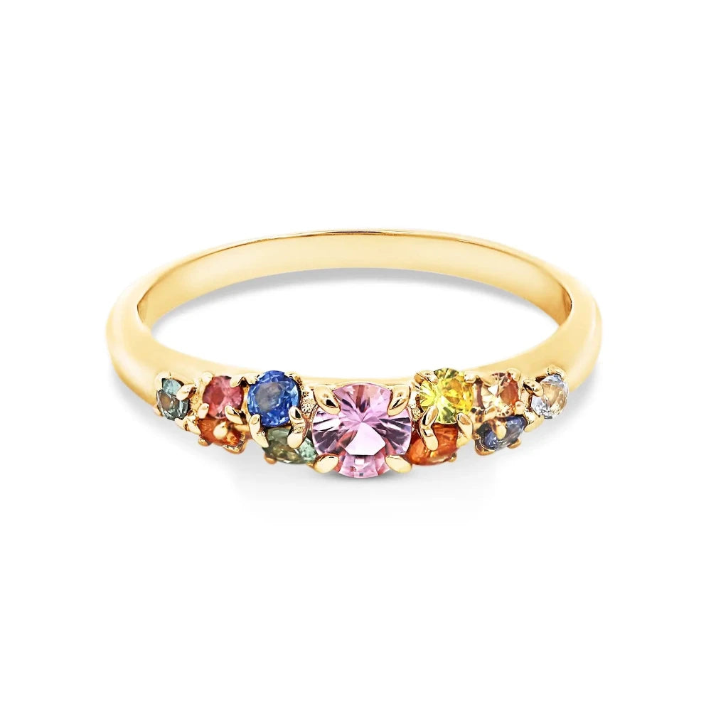 9ct Yellow Gold Multi Coloured Australian Sapphire Ring