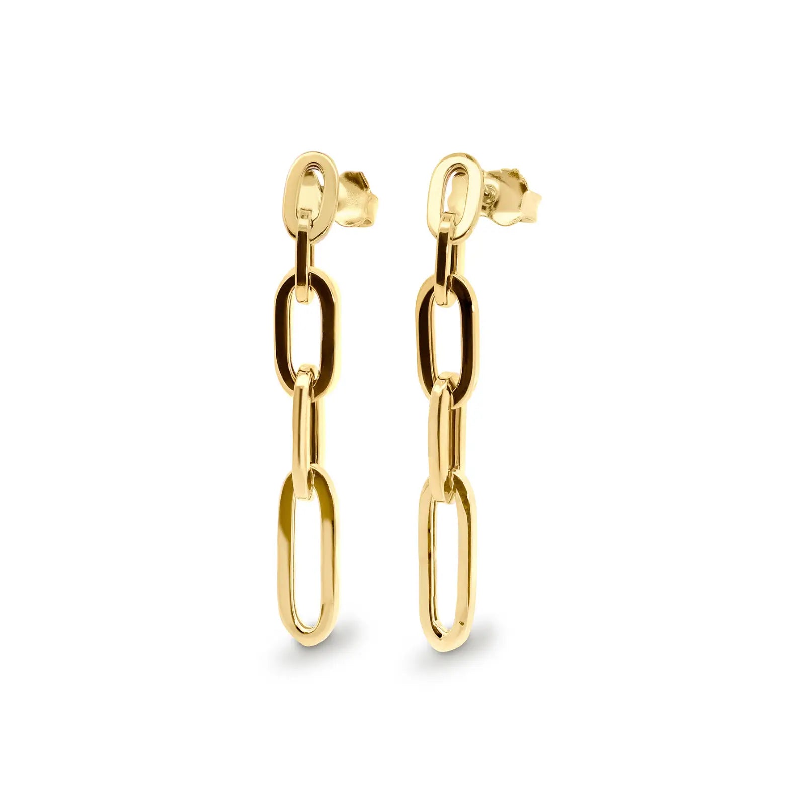 9ct Yellow Gold Multiple Paperclip Drop Stud Earrings