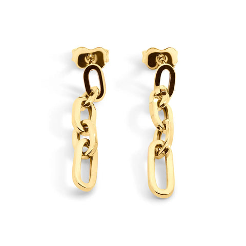 9ct Yellow Gold Multiple Paperclip Drop Stud Earrings - alternate view