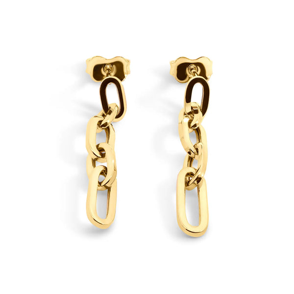 9ct Yellow Gold Multiple Paperclip Drop Stud Earrings - alternate view