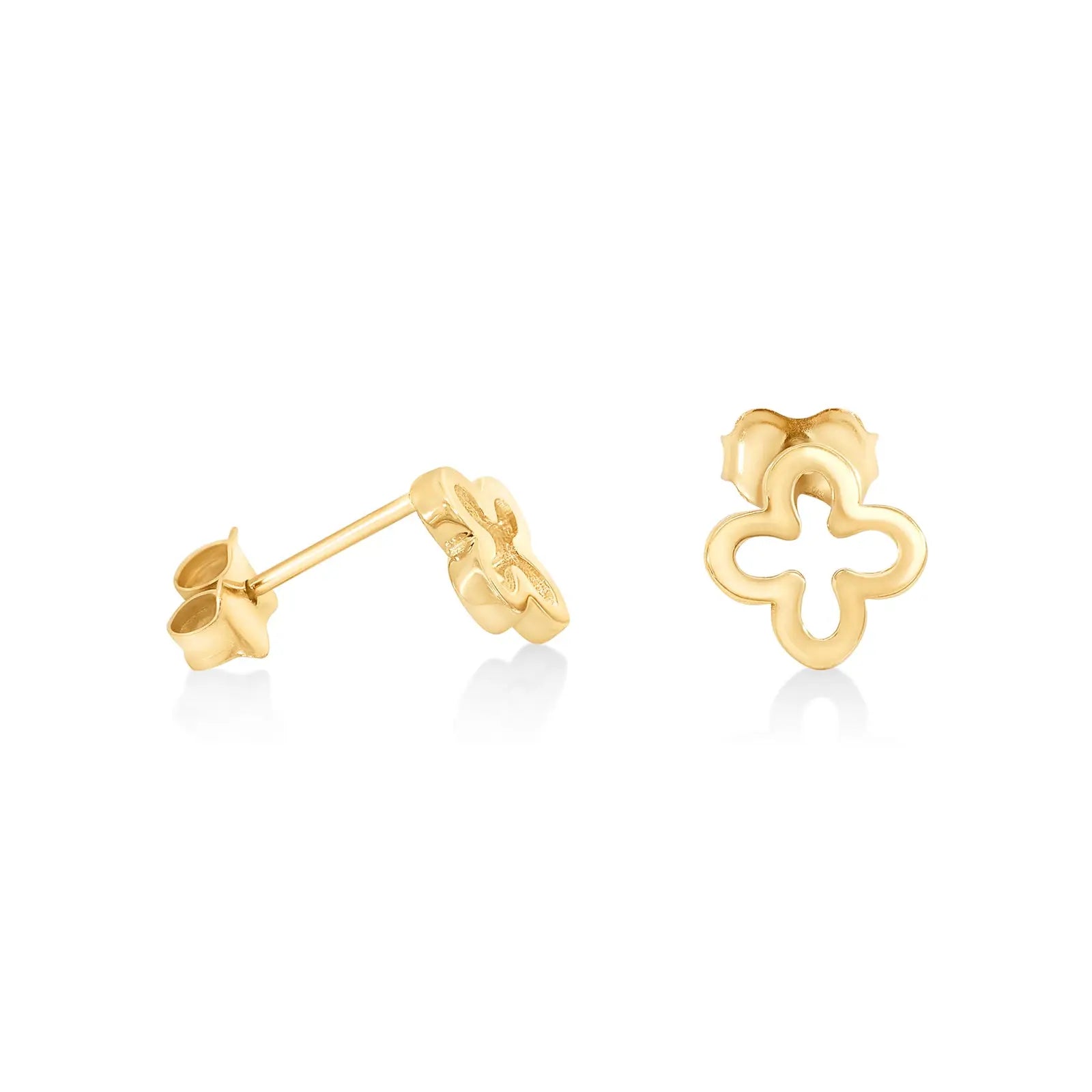 9ct Yellow Gold Open Four Leaf Clover Studs