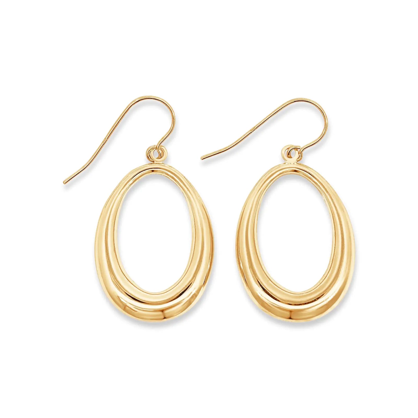 9ct Yellow Gold Open Oval Earrings With Shepherd Hook