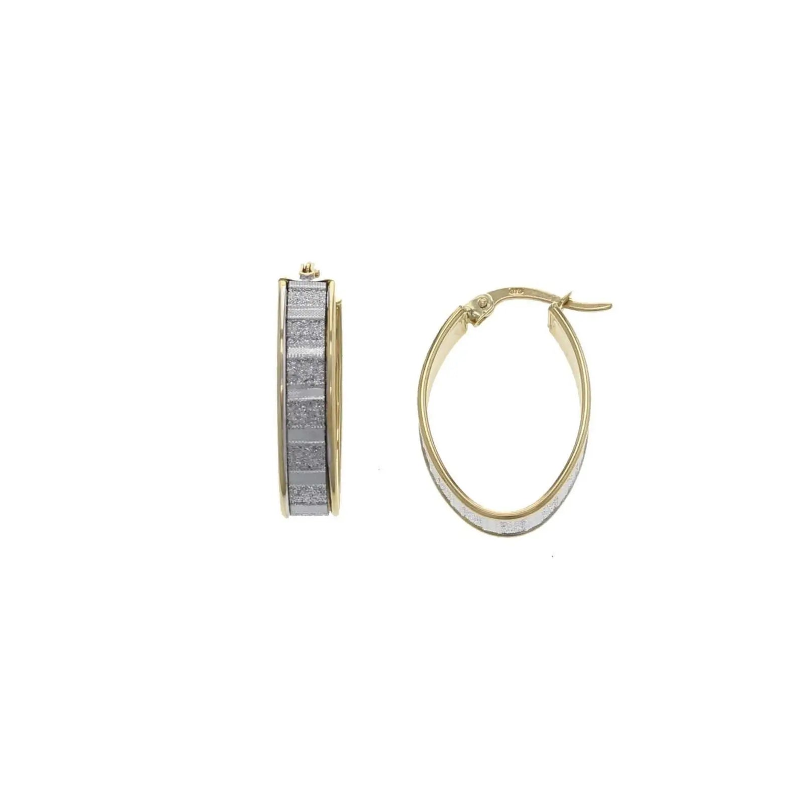 9ct Yellow Gold Oval And Crystal Hoop Earrings