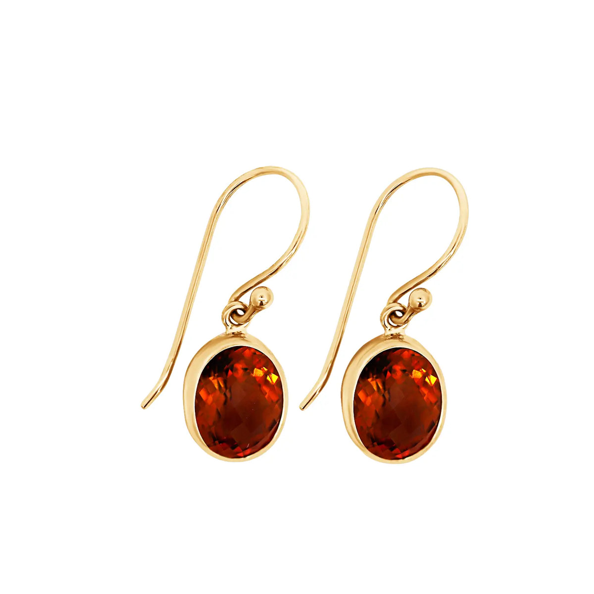 9ct Yellow Gold Oval Citrine Drop Earrings