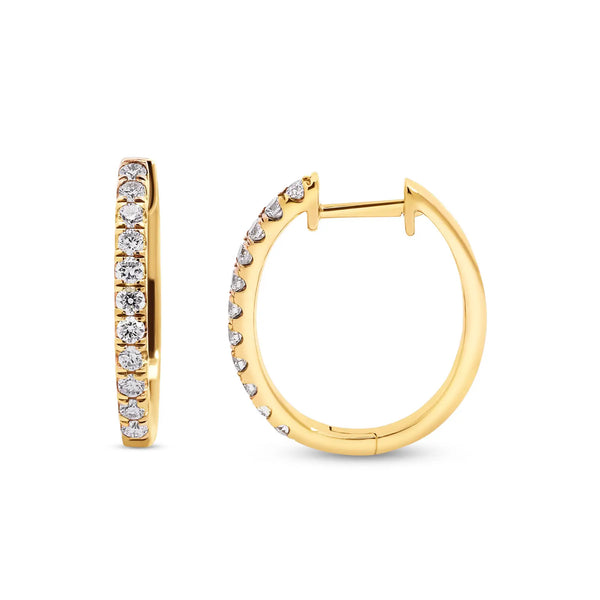 9ct Yellow Gold Oval Diamond Huggie Earrings