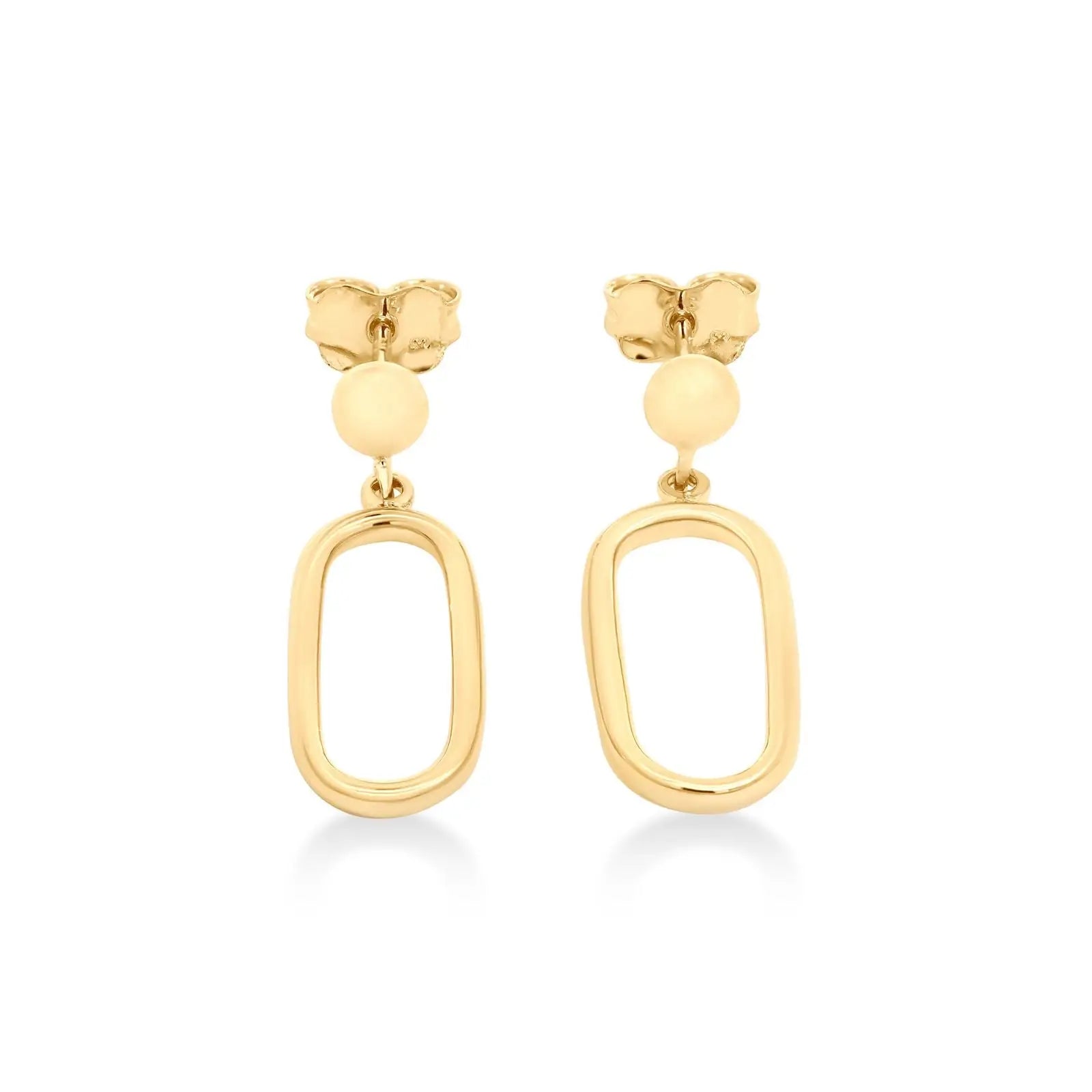 9ct Yellow Gold Oval Paperclip Drop Studs