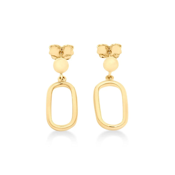 9ct Yellow Gold Oval Paperclip Drop Studs