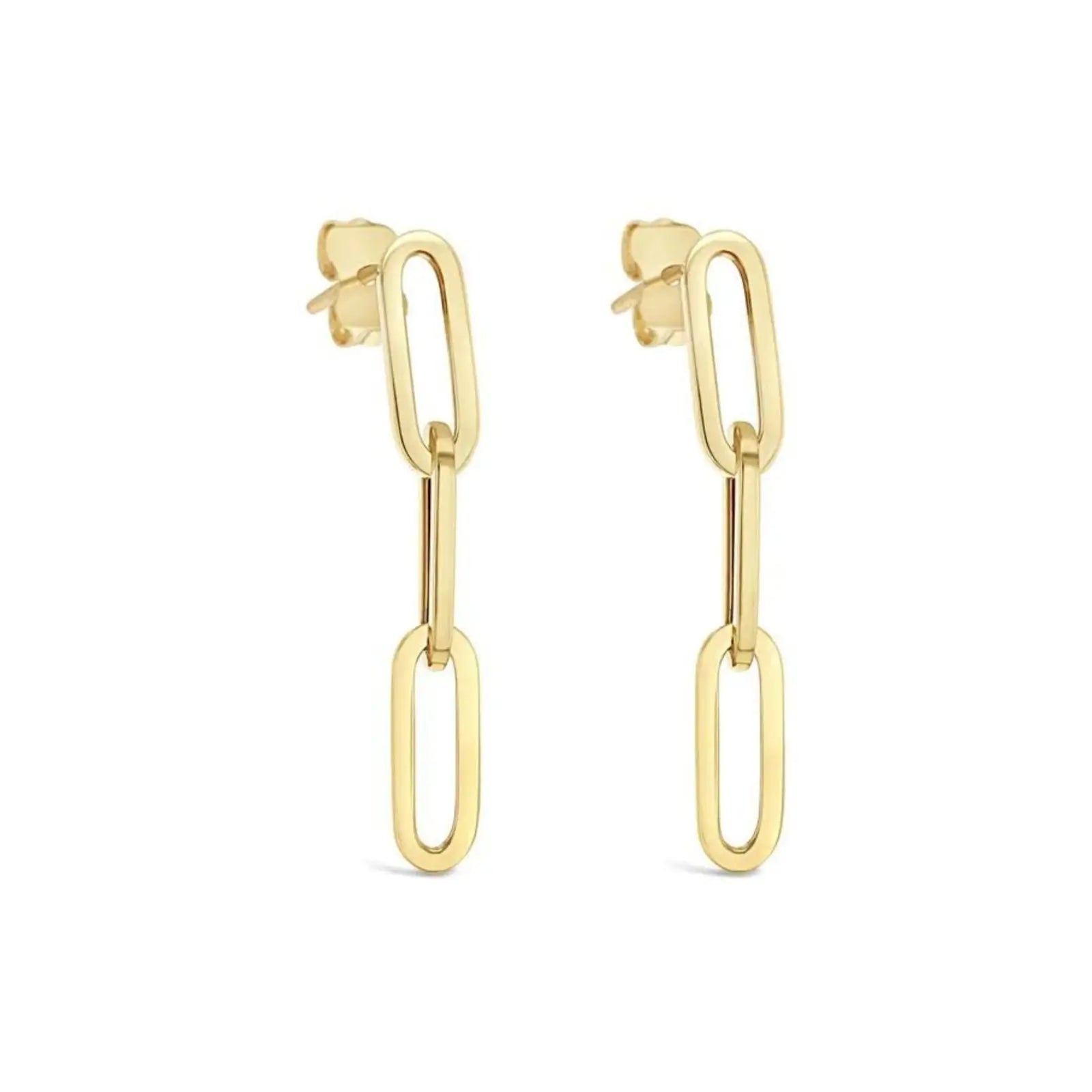 9ct Yellow Gold Paperclip Link Drop Earring