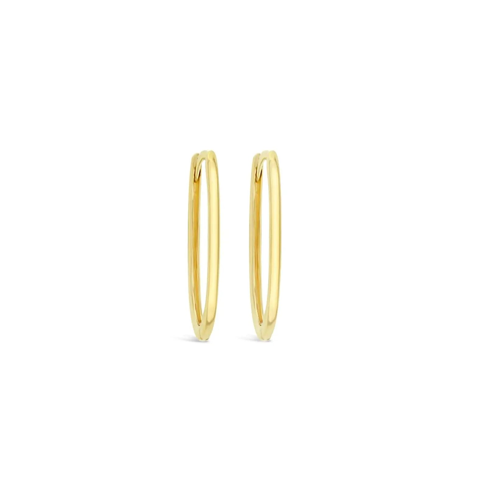 9ct Yellow Gold Paperclip Oval Huggie Earrings