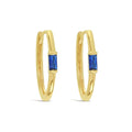 9ct Yellow Gold Paperclip Huggies With Synthetic Sapphire